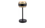 Die Paul Neuhaus Akku-Tischleuchte Pure Falling 32 cm ist eine moderne schwarz-goldene Aluminium-Tischleuchte mit einem schlanken, runden Design.
