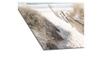 Glasbild Way To Beach 20 x 20 cm. Glasbild mit dem Thema - Strand und Meer. Detailansicht der Ecke.