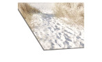 Glasbild Oase der Sinne 20 x 20 cm. Glasbild mit dem Thema - Strand und Meer. Detailansicht der Ecke.