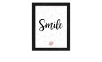 Pro-Art Rahmenbild Smile 24 x 19 cm: schwarze Schrift auf weiß mit rosa Muschelstylish Glas Wanddeko.