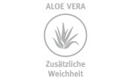 Graue Aloe-Vera-Grafik mit "ALOE VERA" oben und "Decke mit Textilfaserfüllung" unten auf Paradies Sinfonie Bio Varietta.