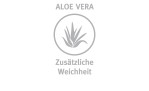 Graues Aloe Vera Pflanzensymbol mit deutschem Text, perfekt für Paradies Ganzjahresbettdecke Sinfonie Bio 200x200 cm Fans.