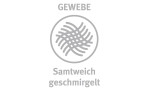 Graues Kreissymbol mit gewebten Linien, beschriftet mit "GEWEBE", weist auf die Naturfasertextur der Paradies Winterbettdecke Nima Bio hin.