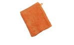 The Ross Waschhandschuh Vita 16 x 21 cm aus Baumwolle, orange, mit Aufhänger auf weißem Hintergrund.