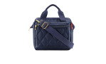 Reisenthel Umhängetasche Allrounder Cross in marineblau mit goldenen Metalldetails, Fronttasche und verstellbarem Riemen.