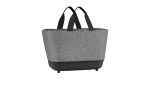 Der Reisenthel Einkaufskorb Shoppingbasket in Grau Twist aus recyceltem Polyester mit zwei schwarzen Henkeln.