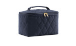 Reisenthel Kosmetiktasche in Rhombus Midnight Gold, dunkelblau gold, recyceltes Polyestergewebe, goldener Reißverschluss.