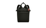 Schwarzer Reisenthel Rucksack Allrounder R aus recyceltem Polyester mit gepolsterten Riemen und Fronttasche.