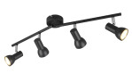 Strahler Cantar 60,5 cm schwarze Deckenschienenleuchte aus Metall mit 4 verstellbaren Spots, 2 Glühbirnen.