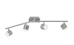 LED-Deckenleuchte Roubaix von Reality: 4 verstellbare LED-Köpfe, nickelfarben matt, Leuchtmittel inklusive, 78 cm.