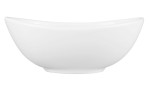 Bowl Modern Life 12 cm aus weißem Porzellan. Ansicht der langen Seite.