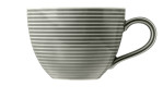 Kaffeetasse Beat 260 ml aus Porzellan in Perlgrau. Ansicht von der Seite.