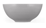 Die Schüssel Amina 21,5 cm Grau von Seltmann hat eine vertikale Struktur und eine glatte Oberfläche aus hellgrauem Porzellan.