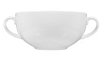 Suppentasse Rondo/Liane aus weißem Porzellan. Ansicht von der Seite.