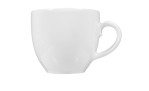 Espressotasse Rondo/Liane 110 ml aus weißem Porzellan. Ansicht von der Seite.