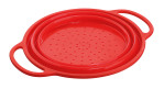 Seiher Trend 24 cm in rot aus Silikon, Ansicht der Falt-Funtion