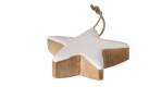 Boltze Sternanhänger Frosa 5 cm-Holzstern mit weißer Farbe und Schnur, ideale Deko oder Zubehör für Ihr Zuhause.