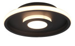 Trio LED-Deckenleuchte Ascari 30 cm: Runde schwarze Deckenleuchte mit weißen LED-Ringen, Leuchtmittel inklusive.