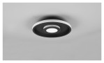 The Trio LED-Deckenleuchte Ascari 30 cm in schwarz Metall, inkl. Leuchtmittel, auf weißer Decke montiert. Leuchtmittel, auf weißer Decke montiert.