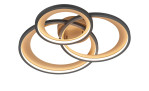 Trio Deckenleuchte Granada: moderne Schwarz-LED-Deckenlampe mit 3 Ringen auf quadratischer Basis, Leuchtmittel inkl.