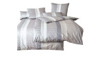 Mako-Satin-Bettwäsche Palermo 135x200 cm: grau-weiß gestreift mit dezentem geometrischen Muster, inkl. Bett- und Kissenbezug.