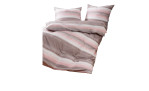Mako-Satin-Bettwäsche Palermo 135x200 cm mit rosa, braunen und weißen Streifen auf weißem Grund.