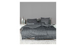 Mako-Satin Bettwäsche Modernclassic in der Größe 135 x 200 cm und in der Farbe grau, kariert, auf einem Bett bezogen