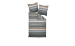 Biber Bettwäsche 155 x 220 cm Graphit Sand in grau, beige, weiß und braun auf weißem Hintergrund.