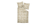 Biber Bettwäsche Davos 155 x 220 cm, beige, Naturfaser, gelb-braunes Blumenmuster, incl. 2 Kissenbezügen.
