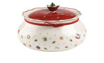Dose Toy's Delight 15cm in weiß mit rotem Deckel und weihnachtlichen Motiven.