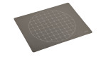 Graue Kaiser Ausrollmatte Kaiserflex aus Silikon mit kreisförmigem Raster auf weißem Hintergrund.