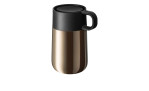 WMF Travel Mug Impulse 300 ml mit schwarzem Polypropylen-Deckel und -Henkel, abgebildet auf weißem Hintergrund.