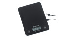 Die Digitale Küchenwaage Balance in Schwarz zeigt 0,128 kg an und verfügt über ein USB-Kabel.