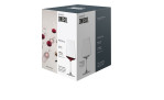 Eine Schachtel Zwiesel Glas Rotweinglas Miovino 4er-Set, je 8 cm Durchmesser, mit Produktangaben auf der Verpackung.