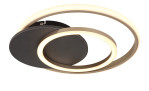 Globo LED-Deckenleuchte Julio 38 cm: Moderne Leuchte mit MDF, schwarzen Kreisen und weichen weißen integrierten LED-Ringen.