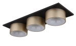 Globo LED-Deckenleuchte Raymond 62 cm: rechteckige Deckenleuchte mit drei goldenen LEDs und weißer mattierter Abdeckung.