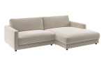 LASCONDO Basis-Wohnlandschaft Hagerstown 2.0: beige, schlanke Armlehnen, Chaiselongue rechts, 2 Sitzhöhen, modern.