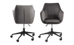 Schreibtischstuhl Nina in der Farbe Dunkelgrau Rück- und Frontansicht