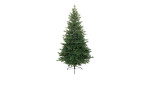 Tannenbaum 180 cm aus Kunststoff in grün mit einem schwarzen Fuß.