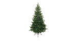 Grüner Kunststoff-Weihnachtsbaum Tannenbaum Allison 210 cm mit Metallständer, isoliert auf Weiß.