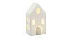 LED-Haus 18 cm aus Keramik und Porzellan in weiß mit Beleuchtung.