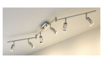 Casa Nova LED-Spot Bob II: Moderne silberne Stromschienenleuchte mit 6 verstellbaren Spots auf Metallschiene, inklusive Leuchtmittel.
