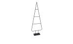 Tannenbaum 150 cm minimalistischer Metalldraht-Weihnachtsbaum mit vier Etagen, auf einem schwarzen rechteckigen Sockel, vor weißem Hintergrund.