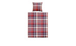 Rot-weiß karierte Satin-Bettwäsche 135 x 200 cm Set mit Kissenbezug und Bettdeckenbezug in weicher Naturfaser.