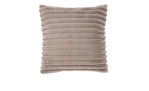 Kissen geriffelt 50 x 50 cm, taupe, aus Polyester-Fell, rechteckig, auf weißem Hintergrund abgebildet.