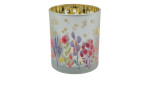 Windlicht 12.5 cm mit bunten Blumen