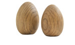 Ei stehend 14.5 cm Holzfarben, mit ein weiteres Ei