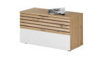 Garderobenbank Miro in der Farbe weiß mit Absetzungen in Artisan Eiche