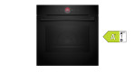 Einbau-Backofen HBG972KB1 in der Farbe Schwarz von vorne