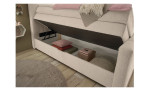 Boxspringbett Davenport mit Stoffbezugfarbe Pearl Detailansicht mit offenem Bettkasten